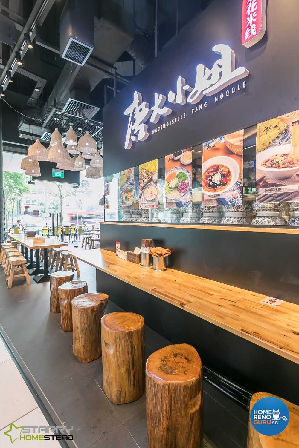 Asian Restaurant with Bar Counter and Dining Table