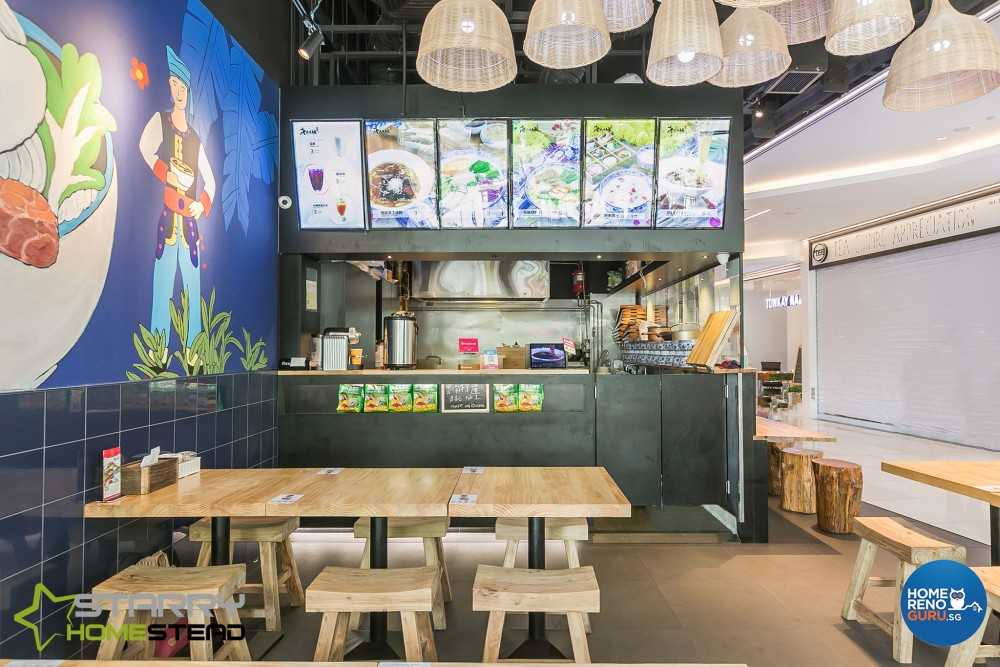 Asian Restaurant with Dining Table and Dining Chairs