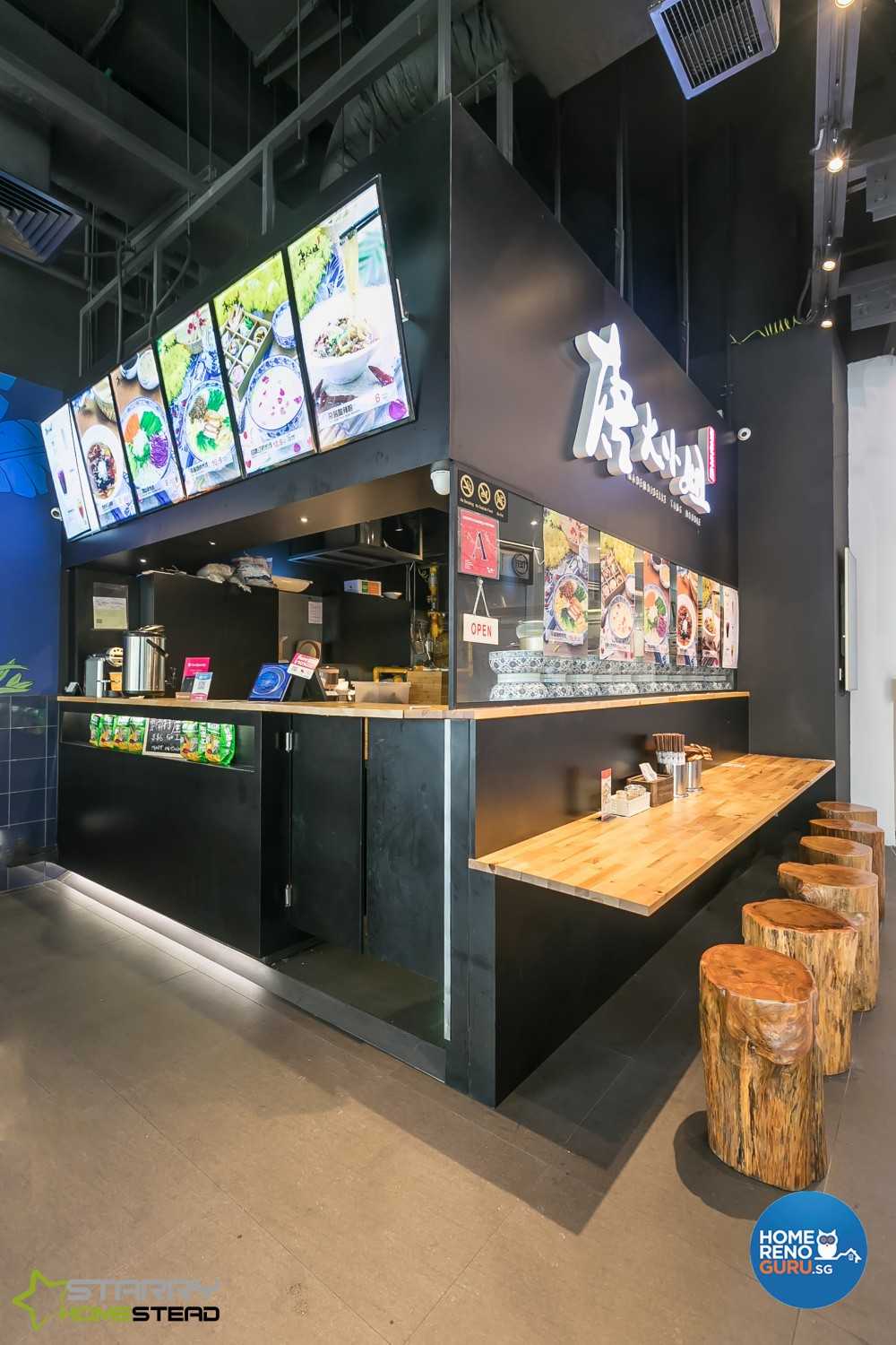 Asian Restaurant with Bar Counter and Dining Table