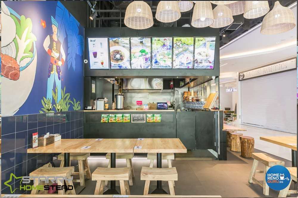 Asian Restaurant with Dining Table and Dining Chairs