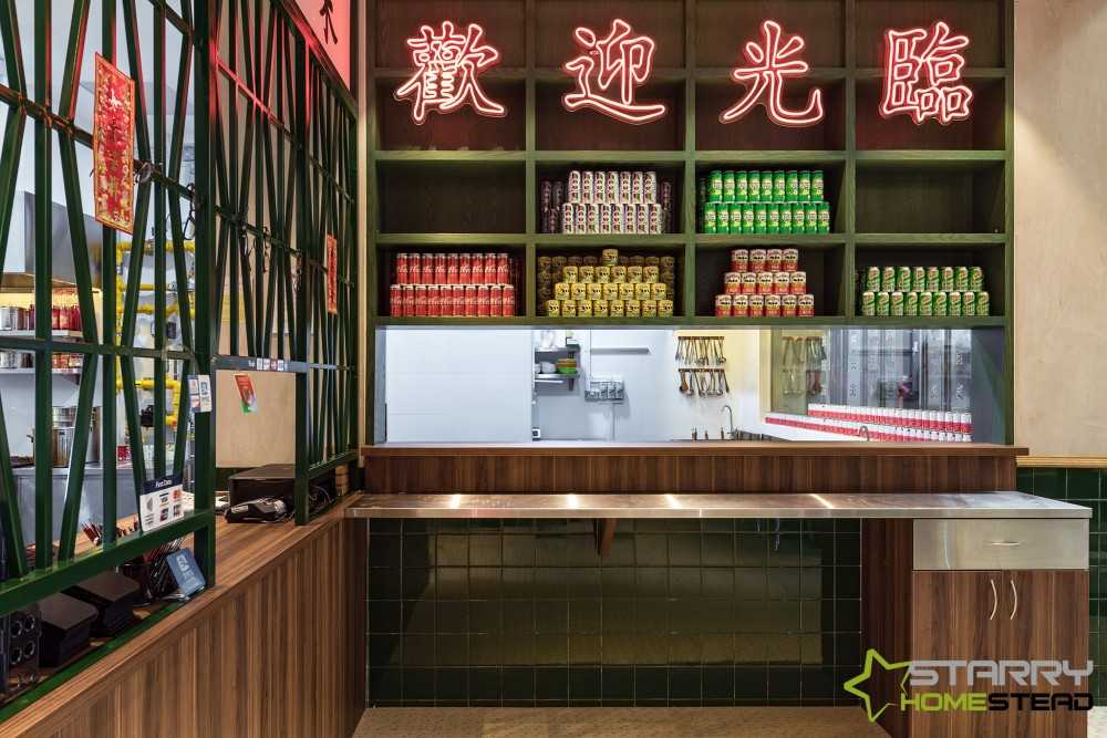 Asian Restaurant with Bar Counter and Tableware