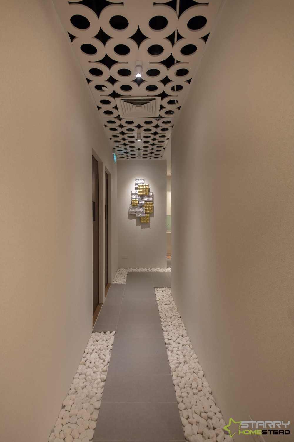 Asian Hallway with Artwork and Doors