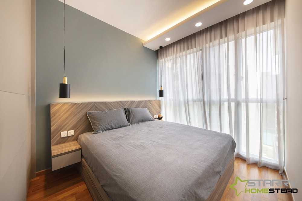 Scandinavian Bedroom with Bedside Table and Bed