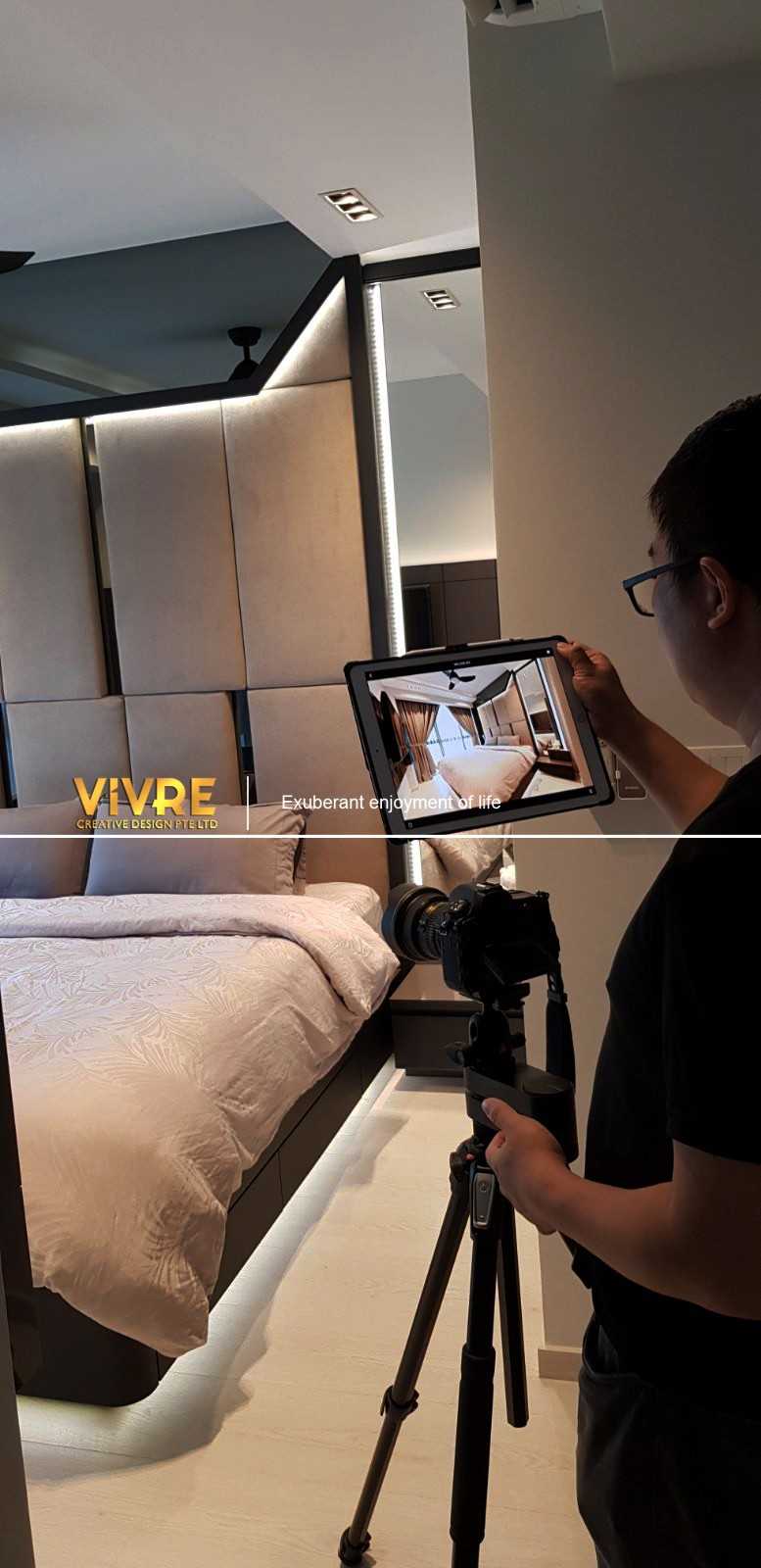 Modern Bedroom with Cove Lighting and Built-in Bed