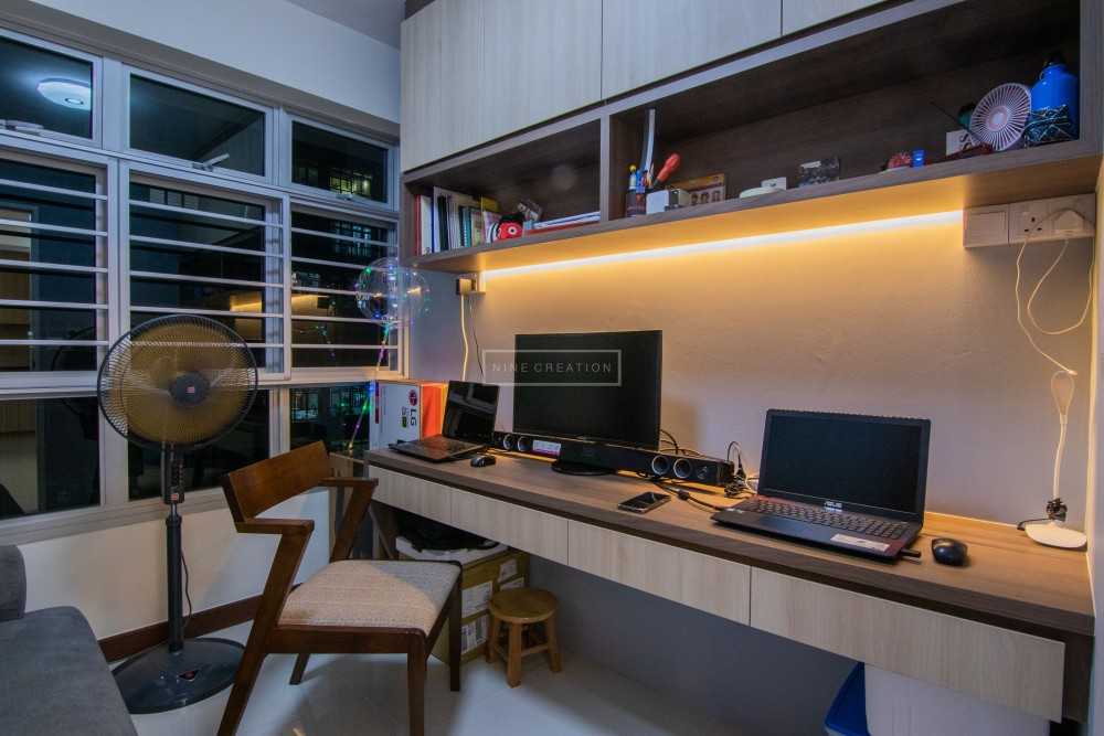 Scandinavian Bedroom with Bookshelf and Cove Lighting