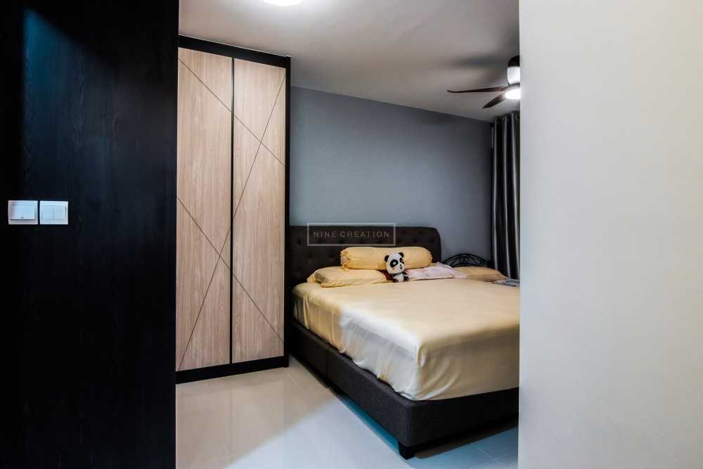 Scandinavian Bedroom with Ceiling Light and Wardrobe