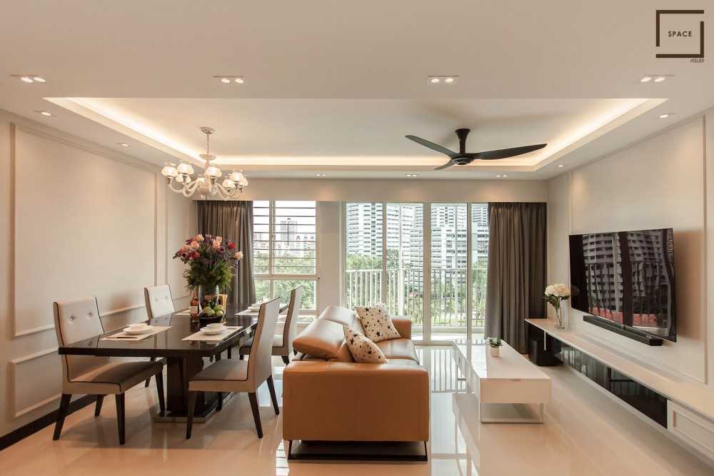 Modern Living Room with TV Console and Cove Lighting