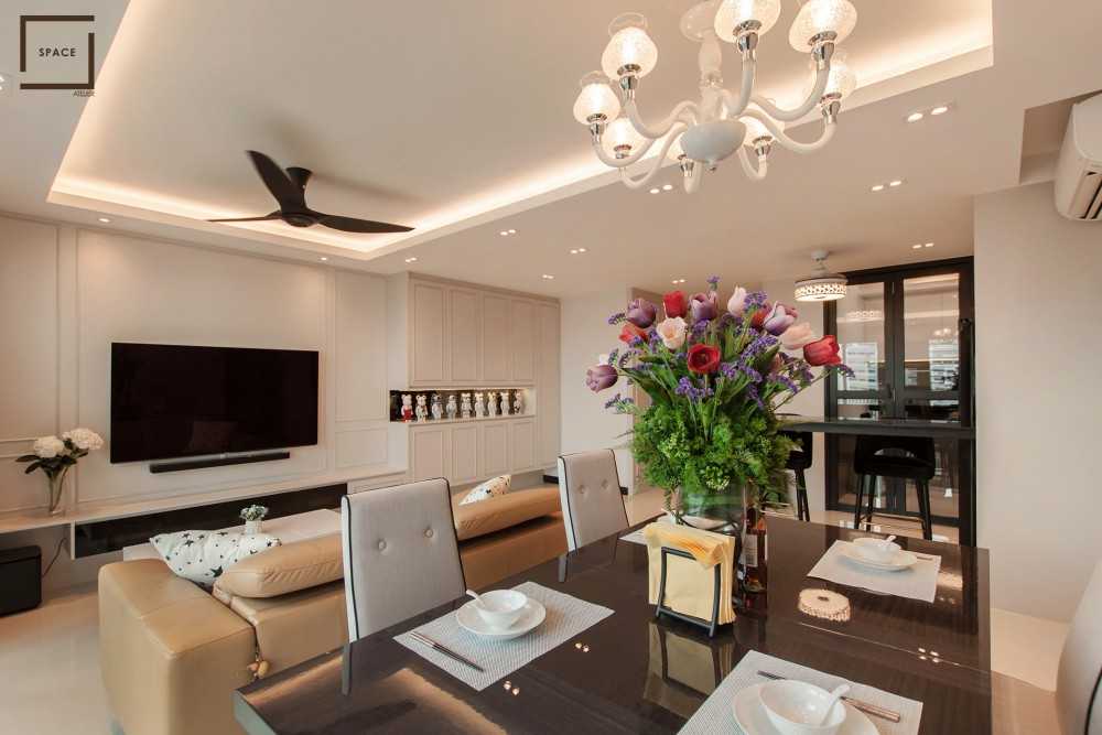 Modern Living Room with TV Console and Cove Lighting