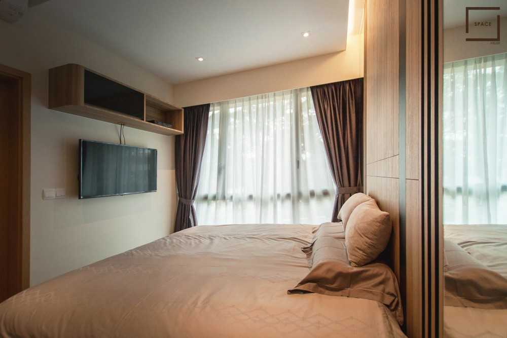 Modern Bedroom with Bay Window and Drop Ceiling