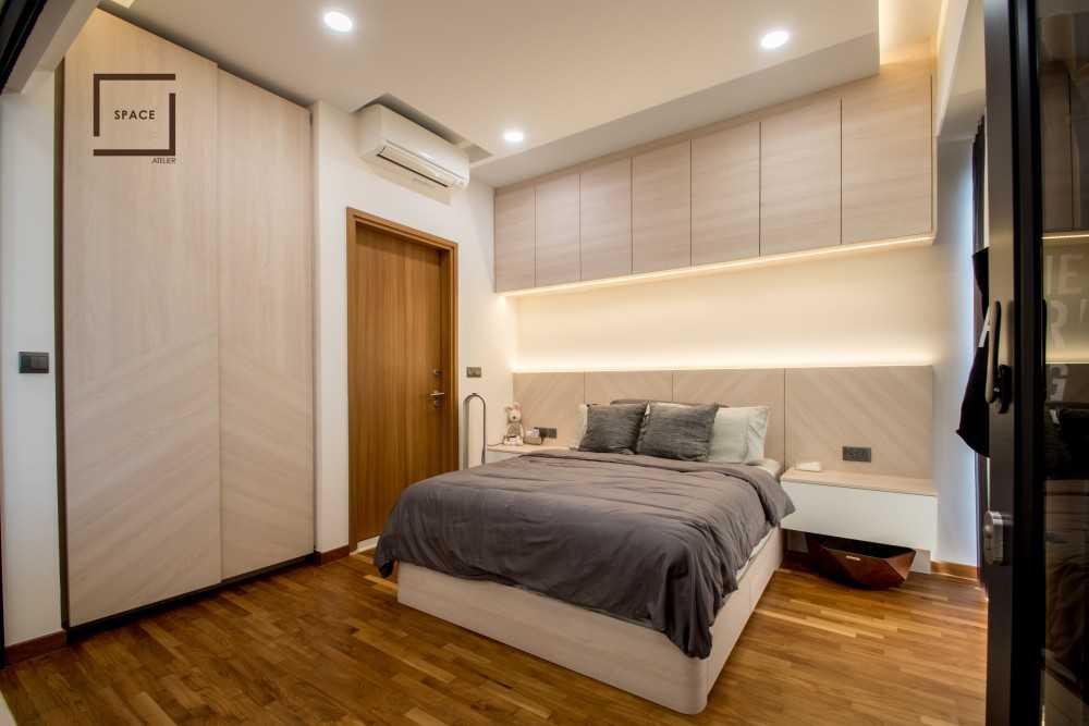 Contemporary Bedroom with Cove Lighting and Bedside Table