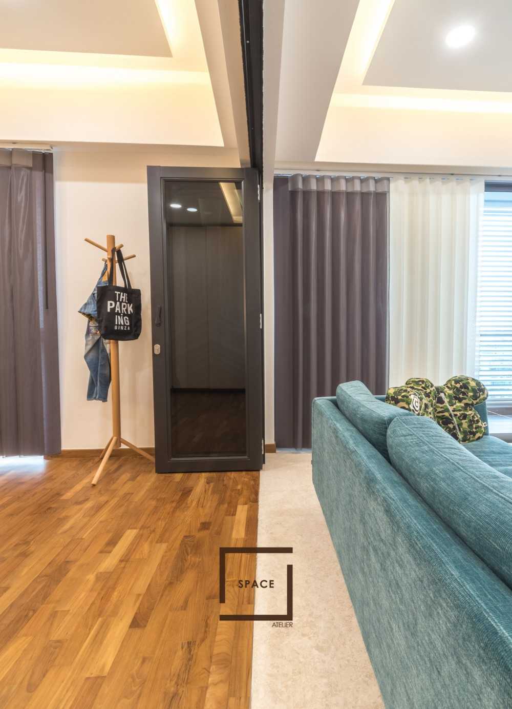 Contemporary Living Room with Ceiling Light and Sofa