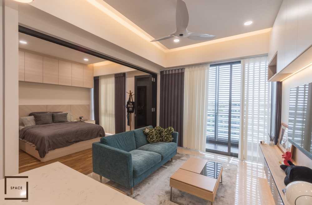 Contemporary Bedroom with Vinyl Flooring and Ceiling Light