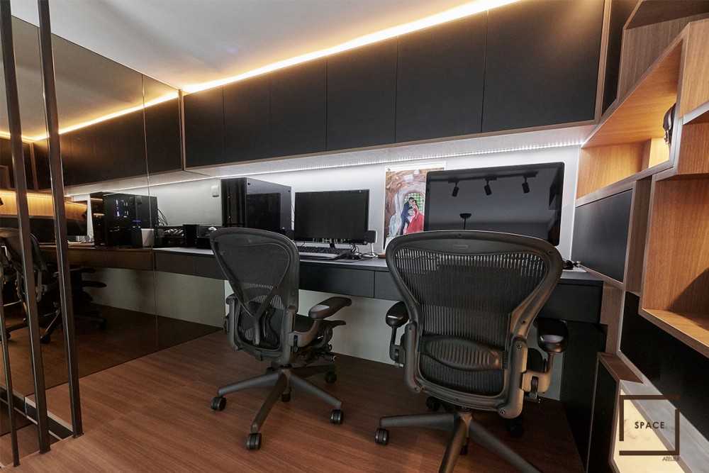 Industrial Home Office with Desk and Desk Chairs