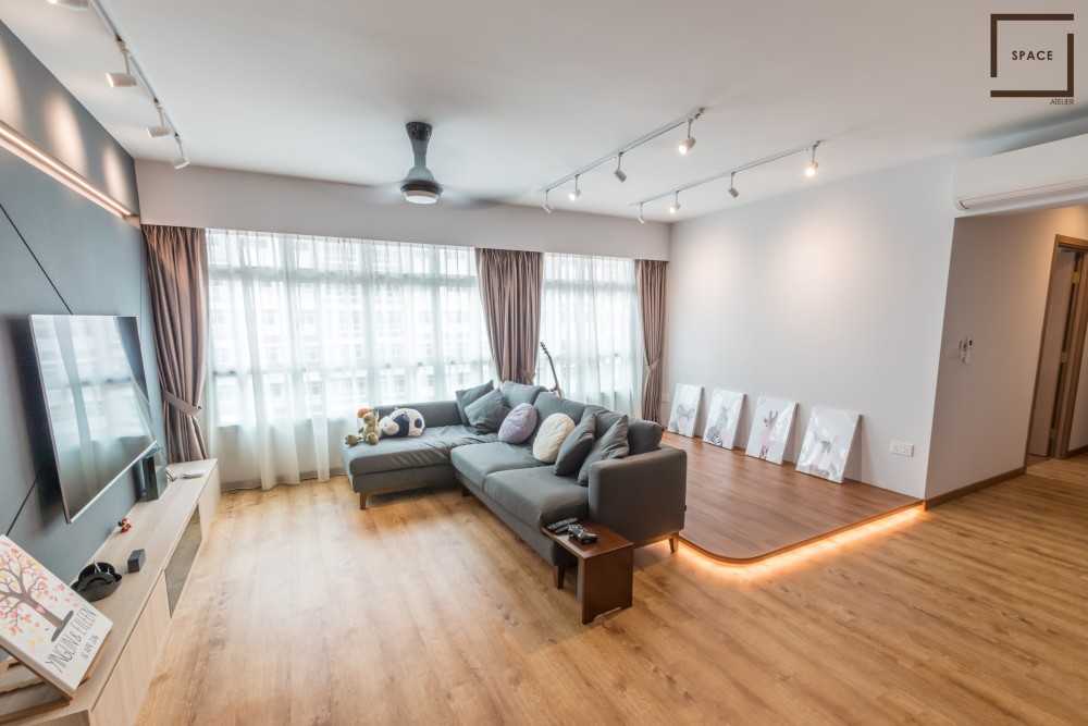 Minimalist Living Room with Vinyl Flooring and TV Console