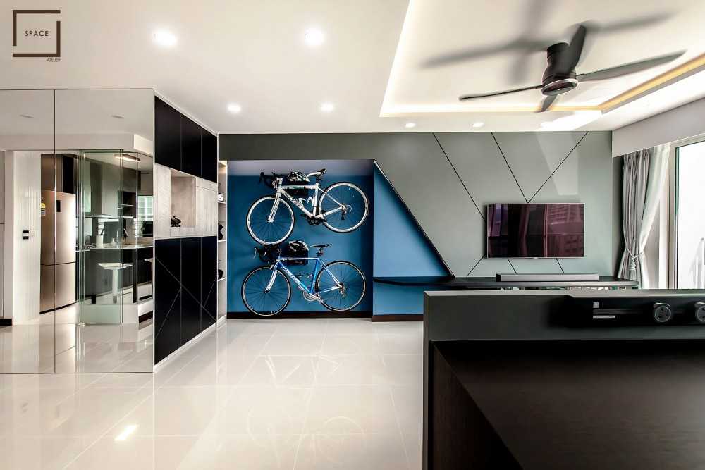 Contemporary Living Room with TV Console and TV
