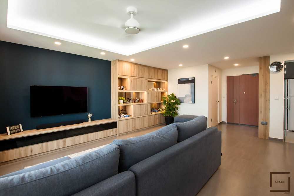 Contemporary Living Room with Ceiling Light and Sofa