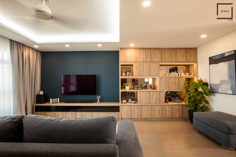 Contemporary Living Room with Ceiling Light and Sofa