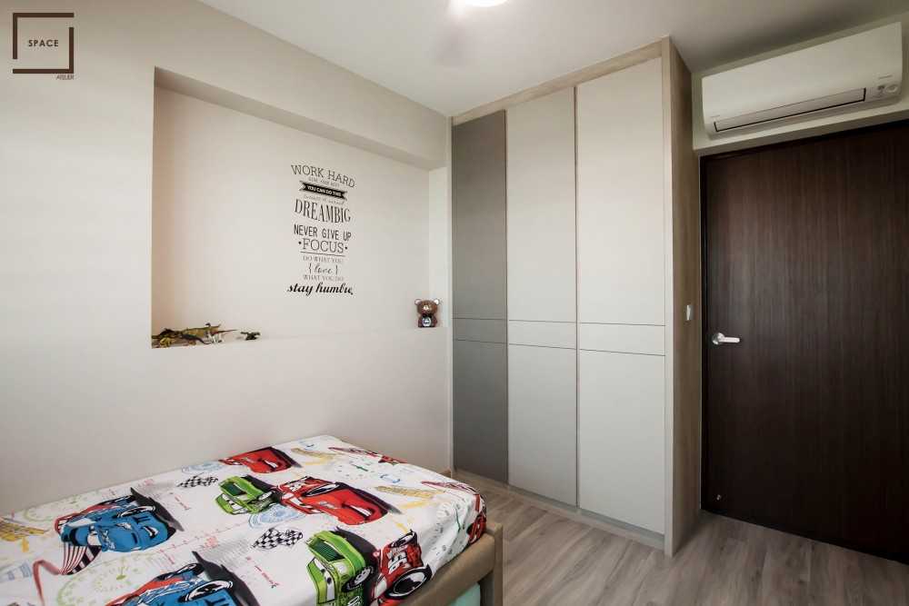 Contemporary Kids Room with Children's Storage and Single Bed