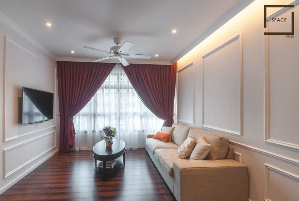 Modern Living Room with TV Console and Drop Ceiling