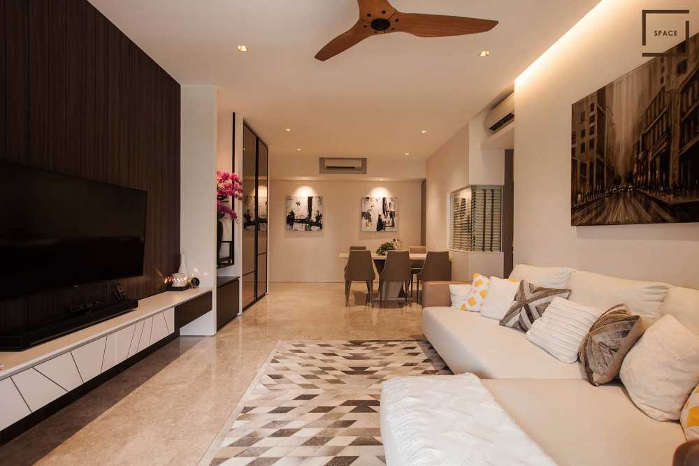 Modern Living Room with TV Console and Feature Wall