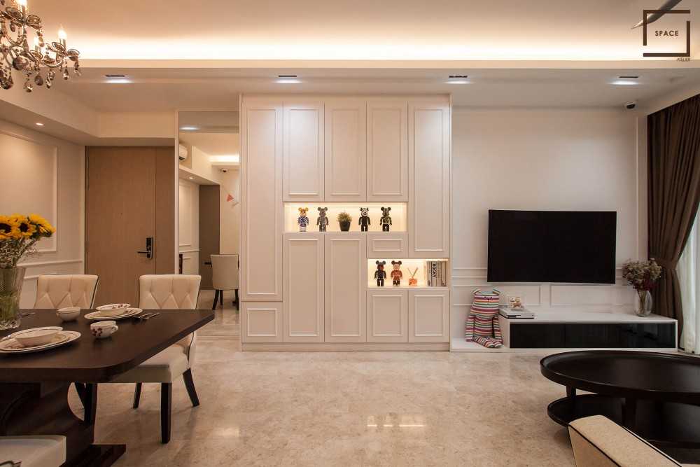 Modern Living Room with TV Console and Ceiling Light