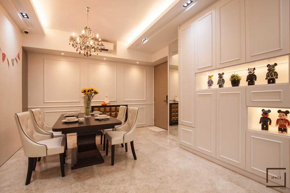 Modern Living Room with TV Console and Chandelier