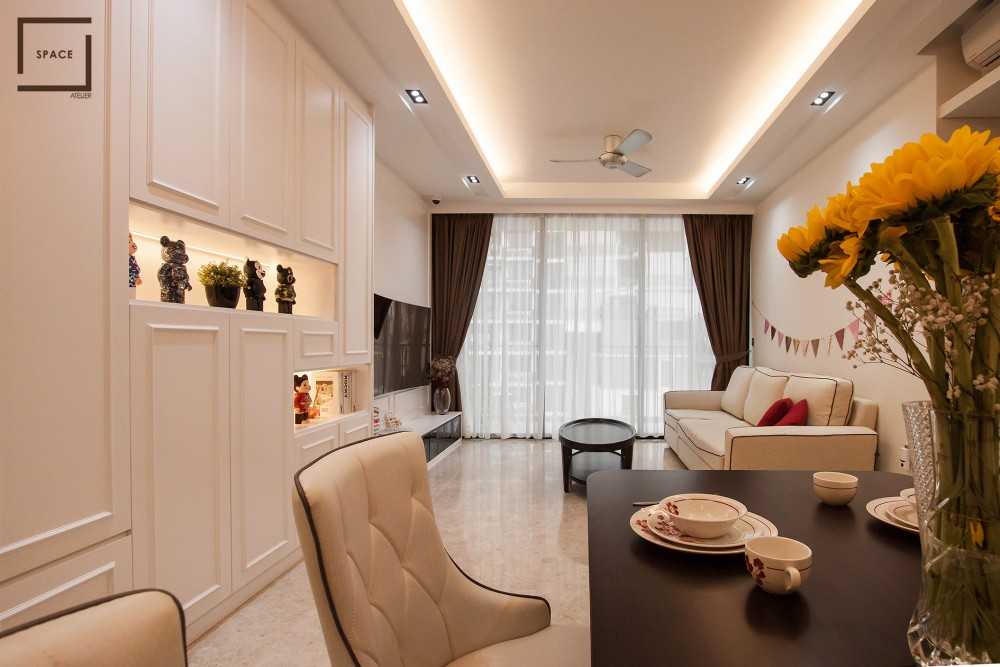 Modern Living Room with TV Console and Drop Ceiling