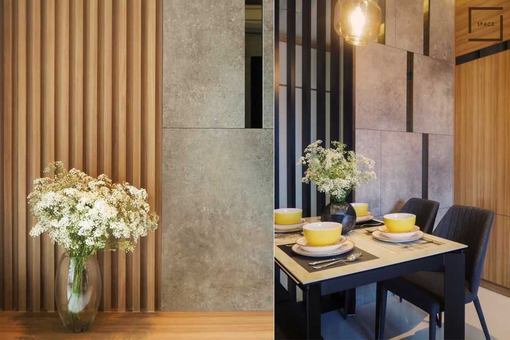 Contemporary Dining Room with Chandelier and Dining Table