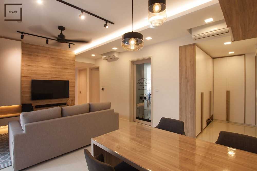 Scandinavian Living Room with TV Console and Carpet