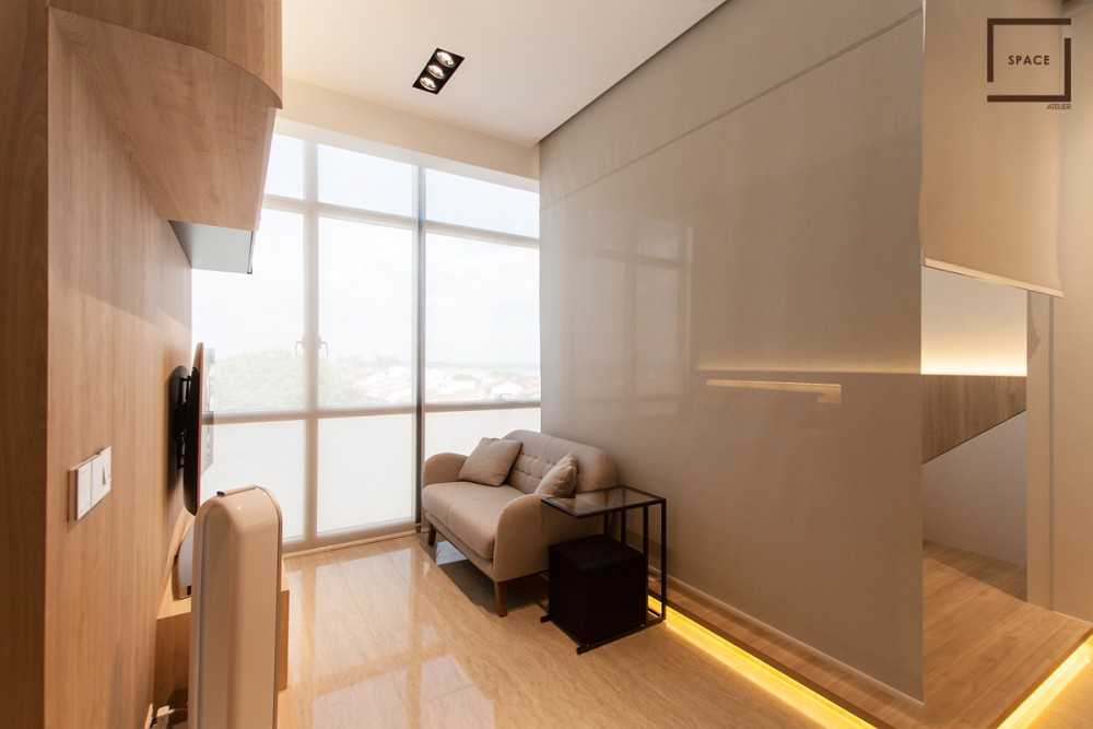 Modern Living Room with TV Console and Ceiling Light