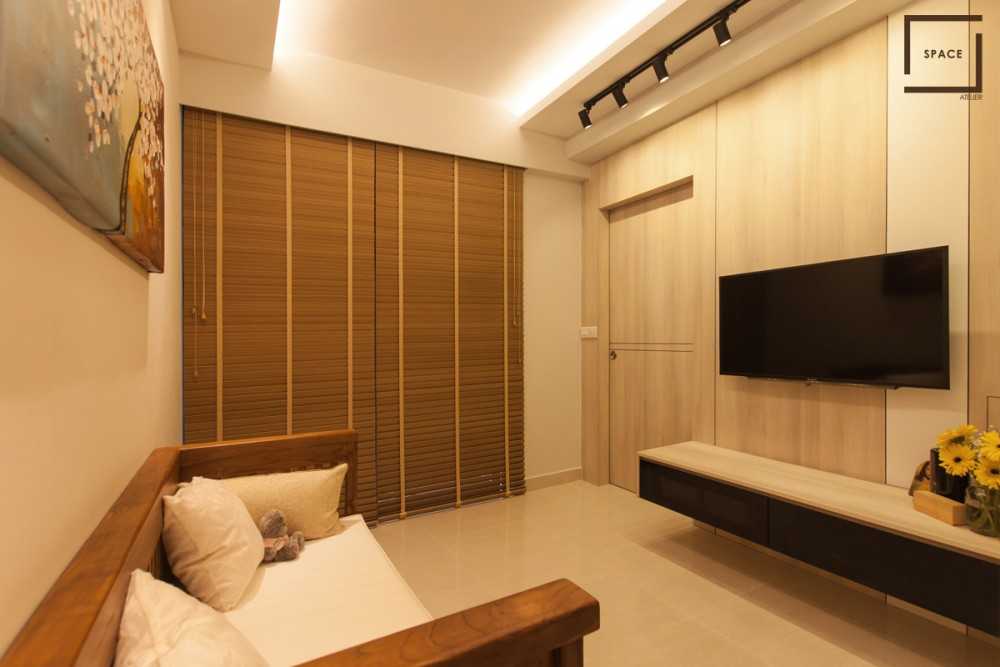 Modern Living Room with TV Console and Ceiling Light