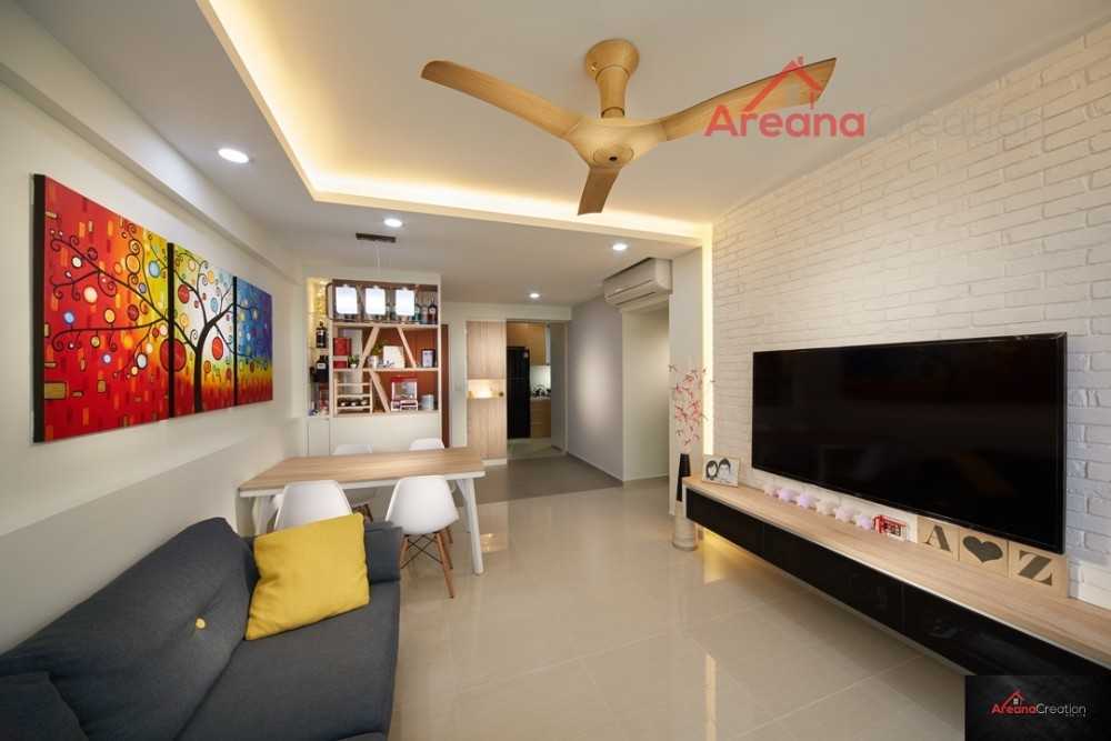 Contemporary Living Room with TV Console and Feature Wall