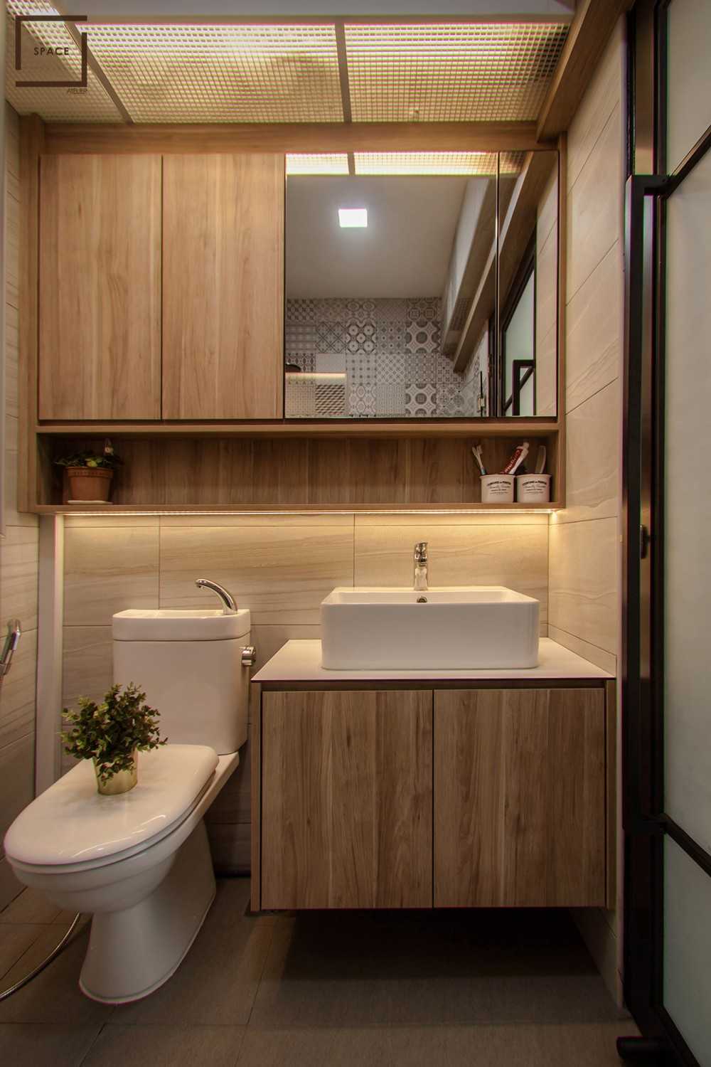 Industrial Bathroom with Mirror and Shower Screen