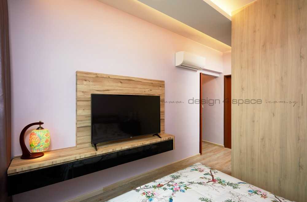 Contemporary Bedroom with Vinyl Flooring and TV Console