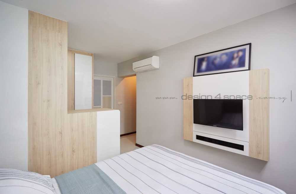 Contemporary Bedroom with Homogeneous Tiles and Herringbone Tiling