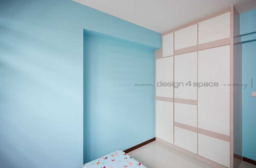 Contemporary Bedroom with Wood Flooring and Drop Light