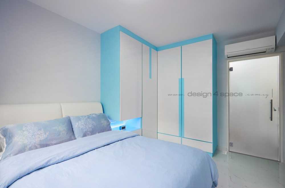 Modern Bedroom with Bookshelf and Platform Bed