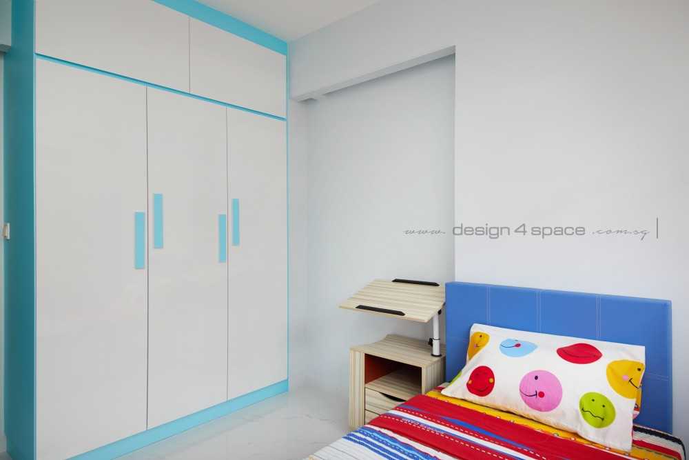 Modern Bedroom with Vinyl Flooring and Herringbone Tiling