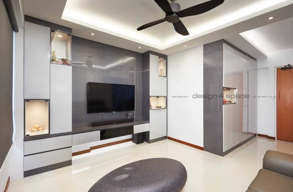 Contemporary Bedroom with Wood Flooring and Ceiling Light