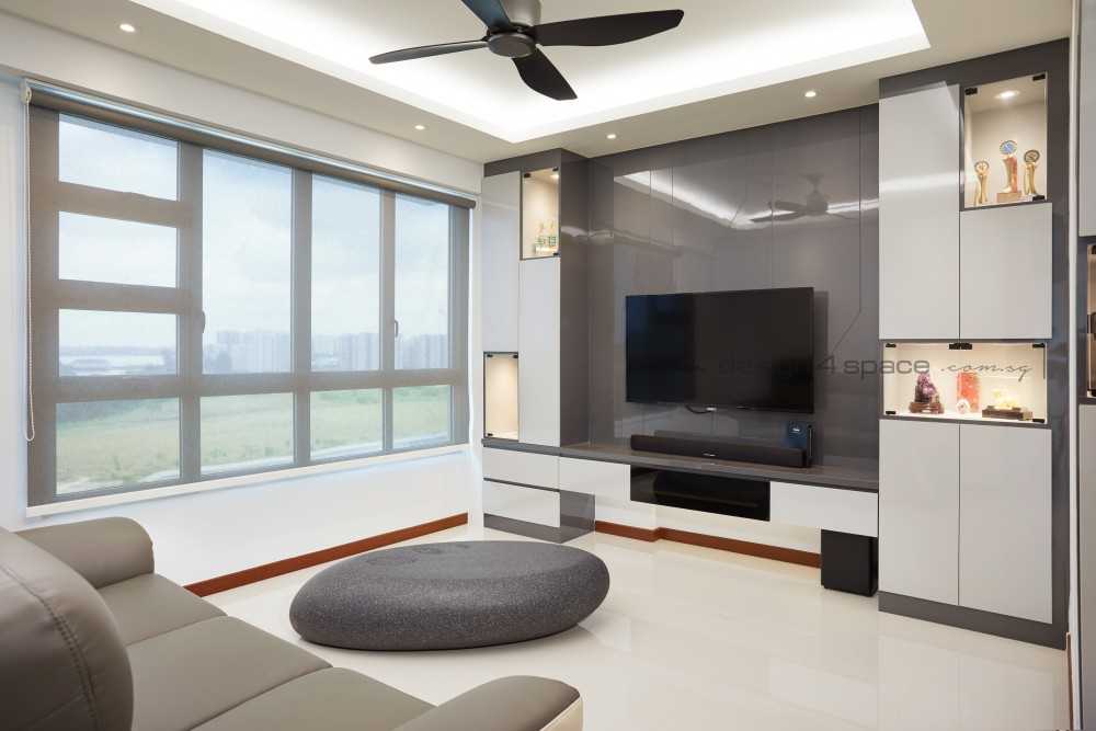 Contemporary Living Room with Drop Light and Sofa