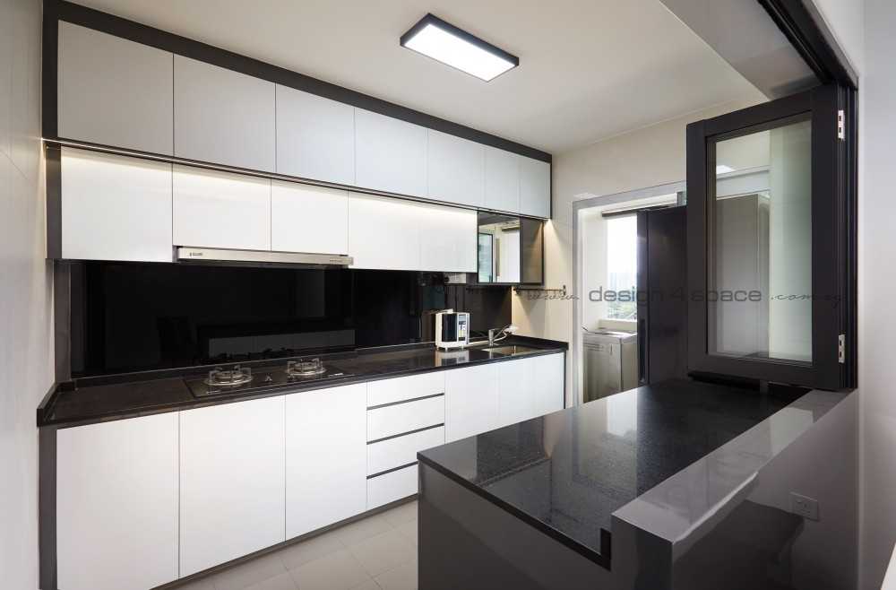 Contemporary Kitchen with Wood Flooring and Kitchen Window