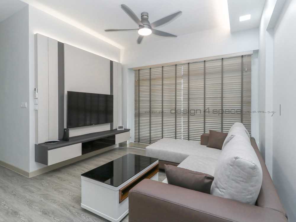 Contemporary Living Room with Wood Flooring and TV Console