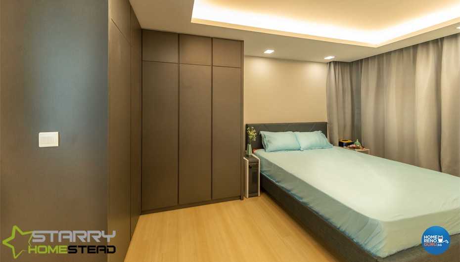 Scandinavian Bedroom with Wardrobe and Bed