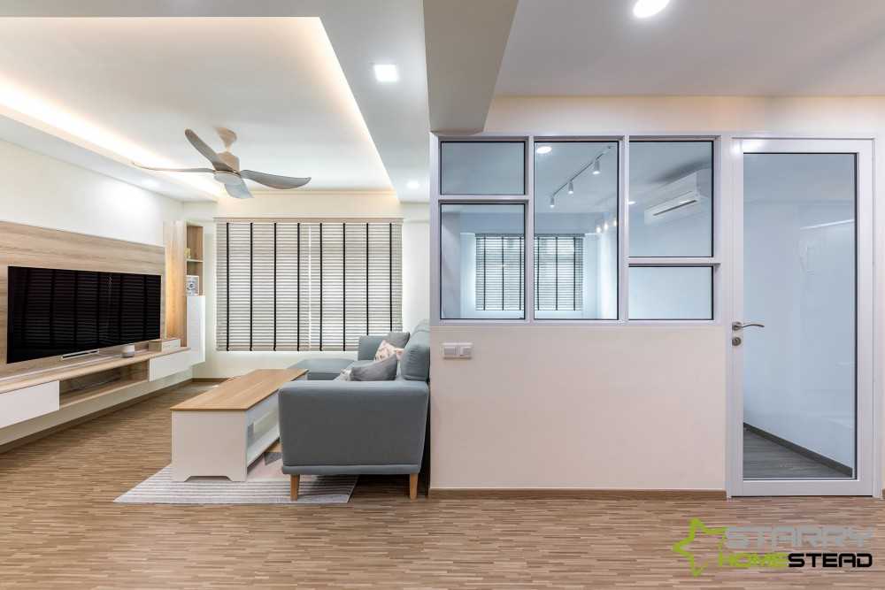 Scandinavian Living Room with TV Console and Sofa
