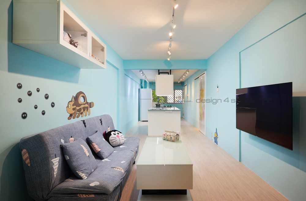 Contemporary Living Room with TV Console and Ceiling Light