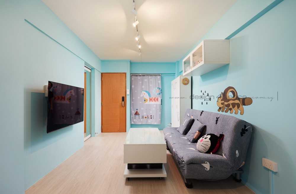 Contemporary Living Room with Wood Flooring and TV Console