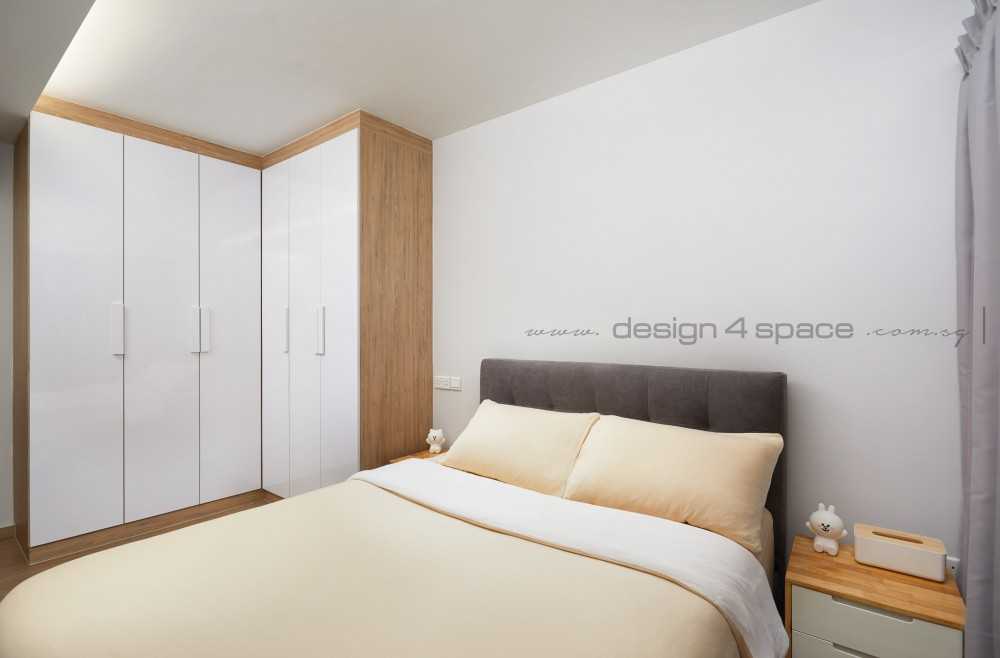 Scandinavian Bedroom with Vinyl Flooring and Parquet Floor