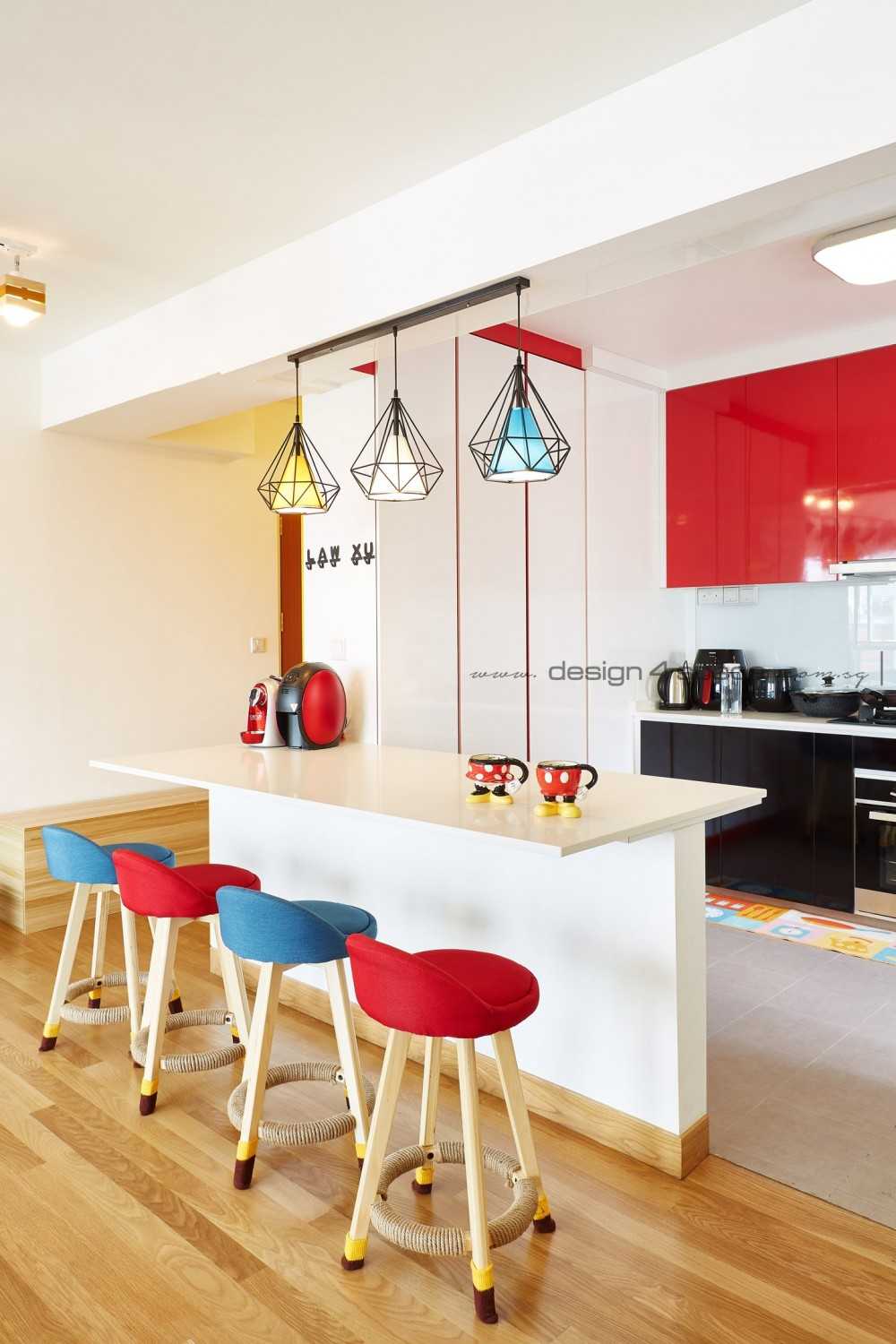 Scandinavian Kitchen with Wood Flooring and Kitchen Window