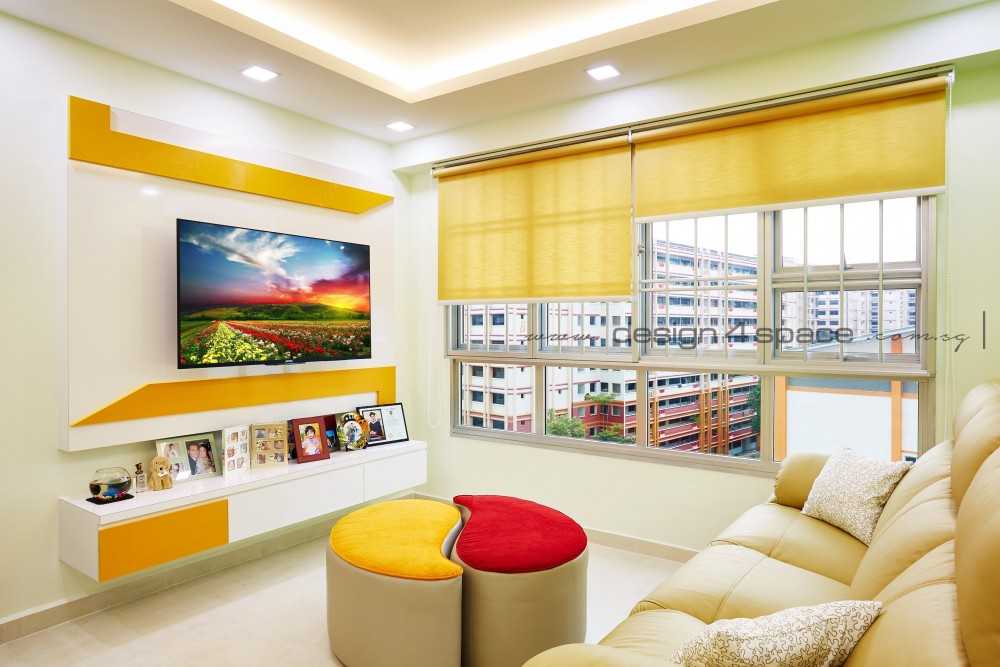 Contemporary Living Room with TV Console and Feature Wall