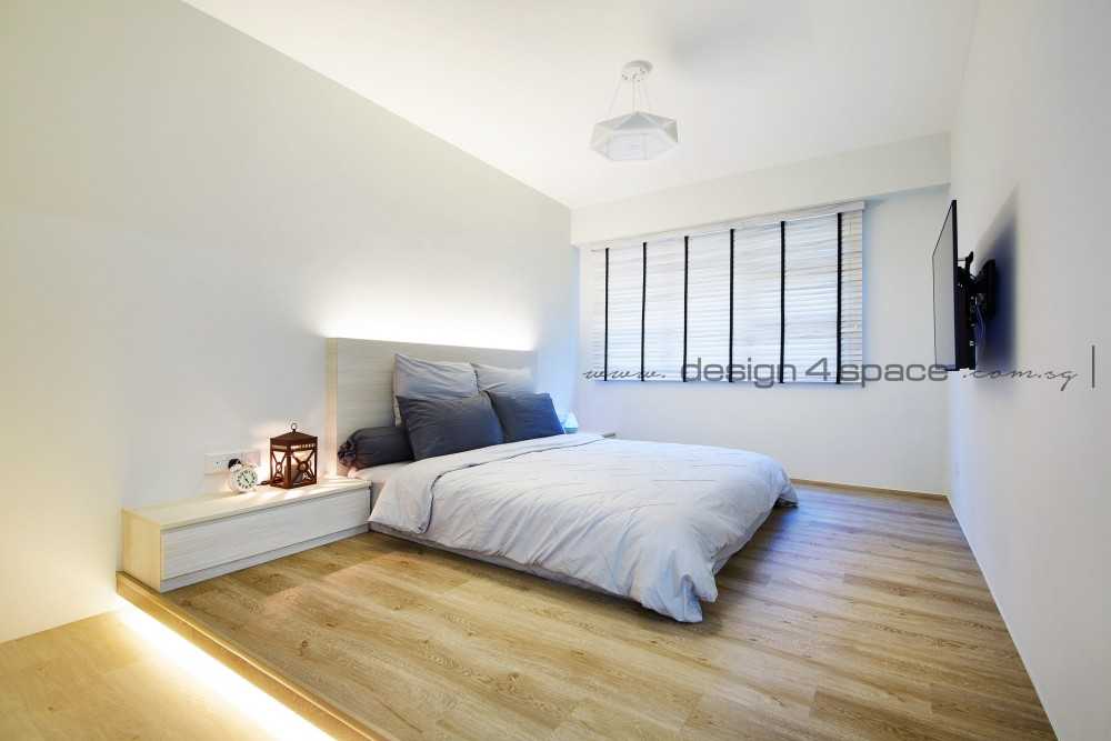 Scandinavian Bedroom with Wood Flooring and Wardrobe